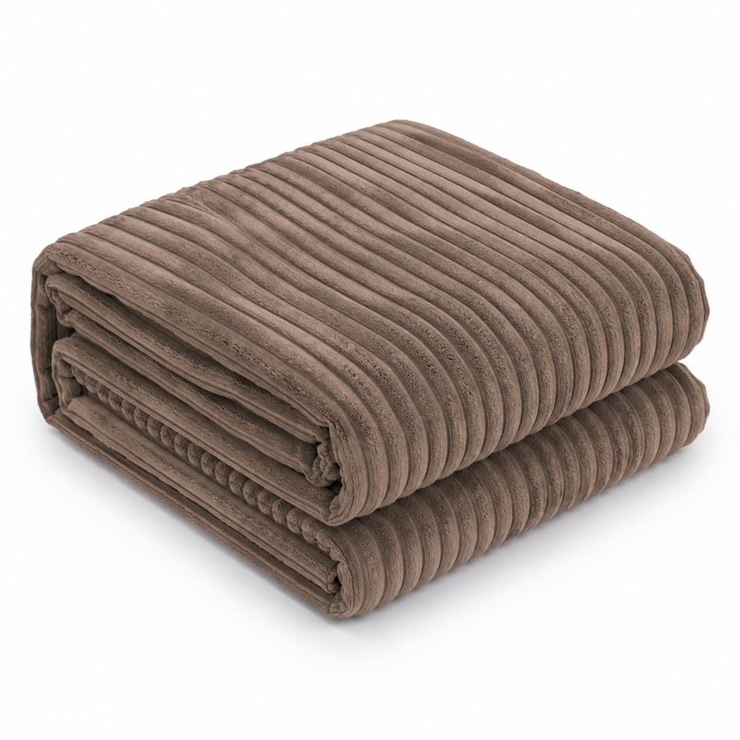 Housse de pouf XXL en velours côtelé marron, 110×100 cm.