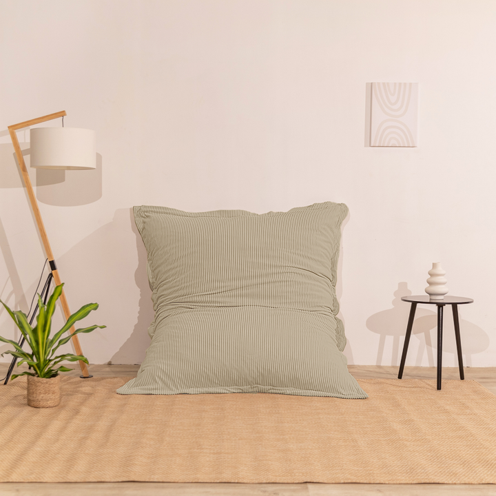 Poef van geribd fluweel met afneembare hoes - 140x180 cm