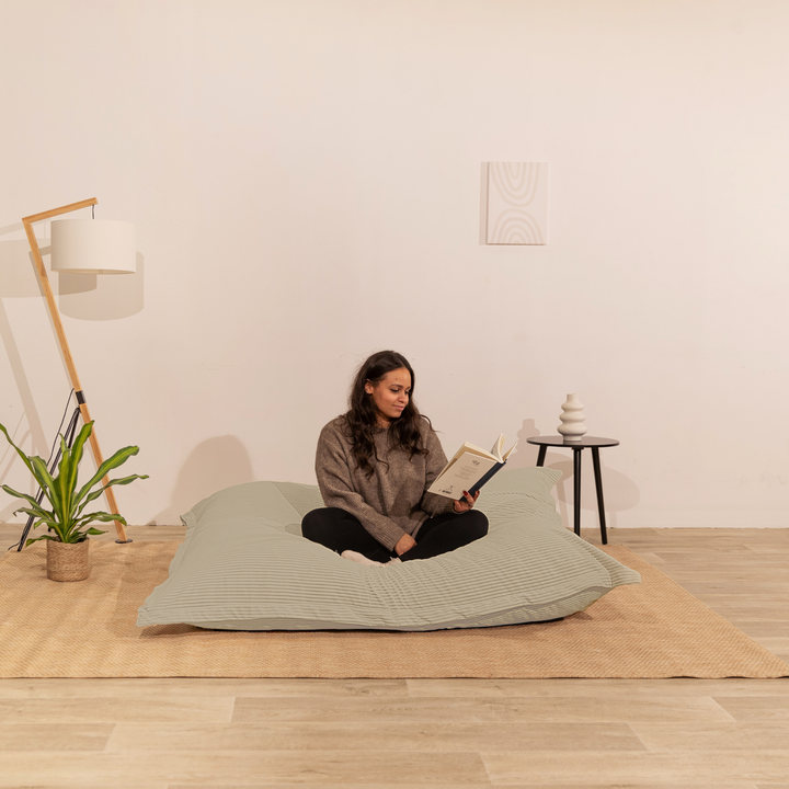 Poef van geribd fluweel met afneembare hoes - 140x180 cm