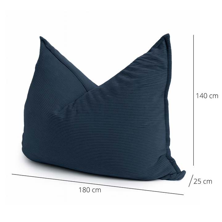 Poef van geribd fluweel met afneembare hoes - 140x180 cm