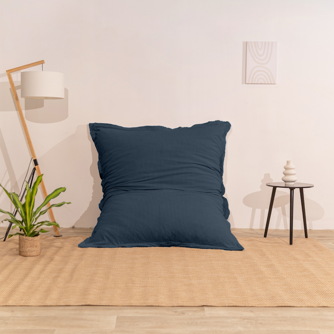 Poef van geribd fluweel met afneembare hoes - 140x180 cm