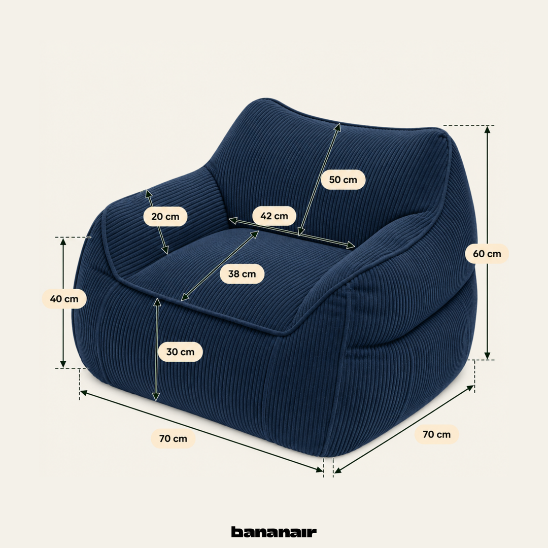 Pouf fauteuil enfant Velours Côtelé - 70x70 cm