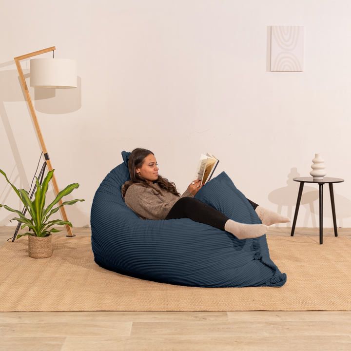 Poef van geribd fluweel met afneembare hoes - 140x180 cm