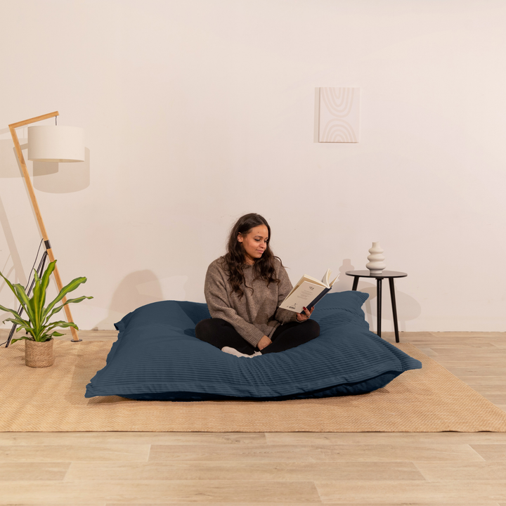 Poef van geribd fluweel met afneembare hoes - 140x180 cm