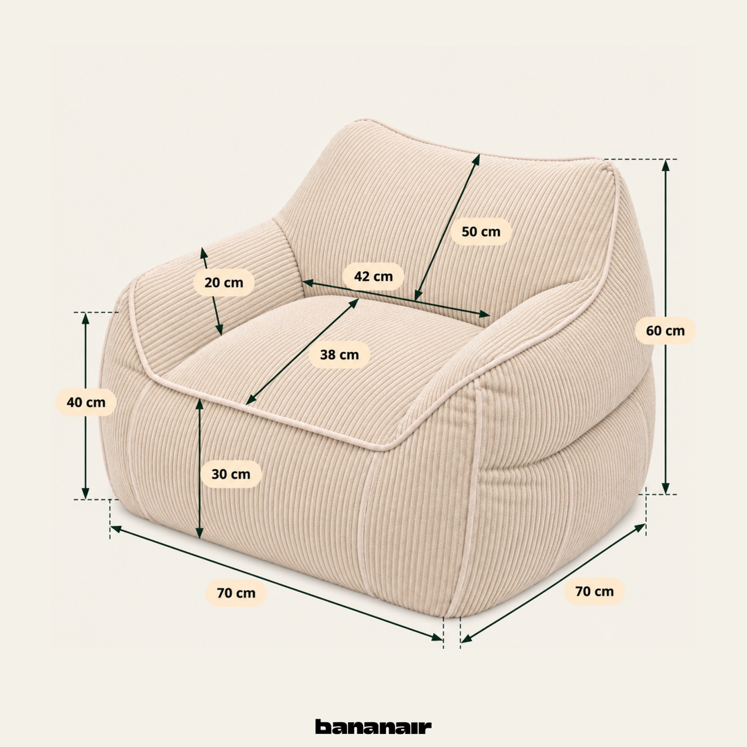 Pouf fauteuil enfant Velours Côtelé - 70x70 cm
