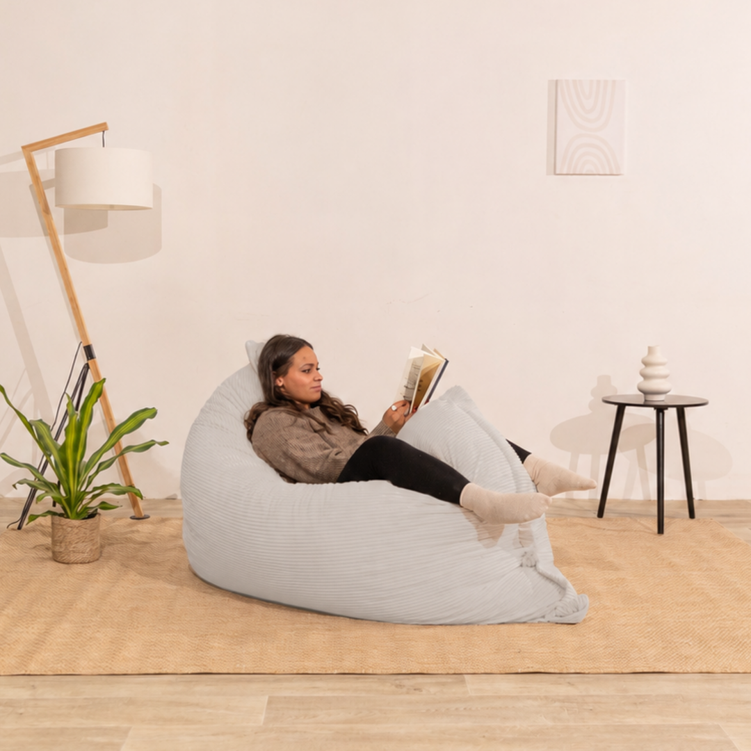 Poef van geribd fluweel met afneembare hoes - 140x180 cm