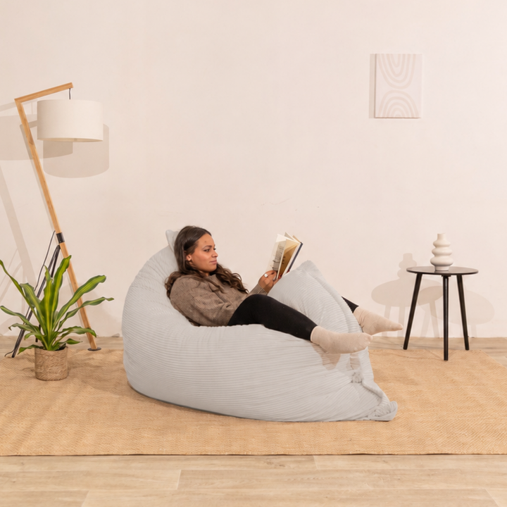 Poef van geribd fluweel met afneembare hoes - 140x180 cm