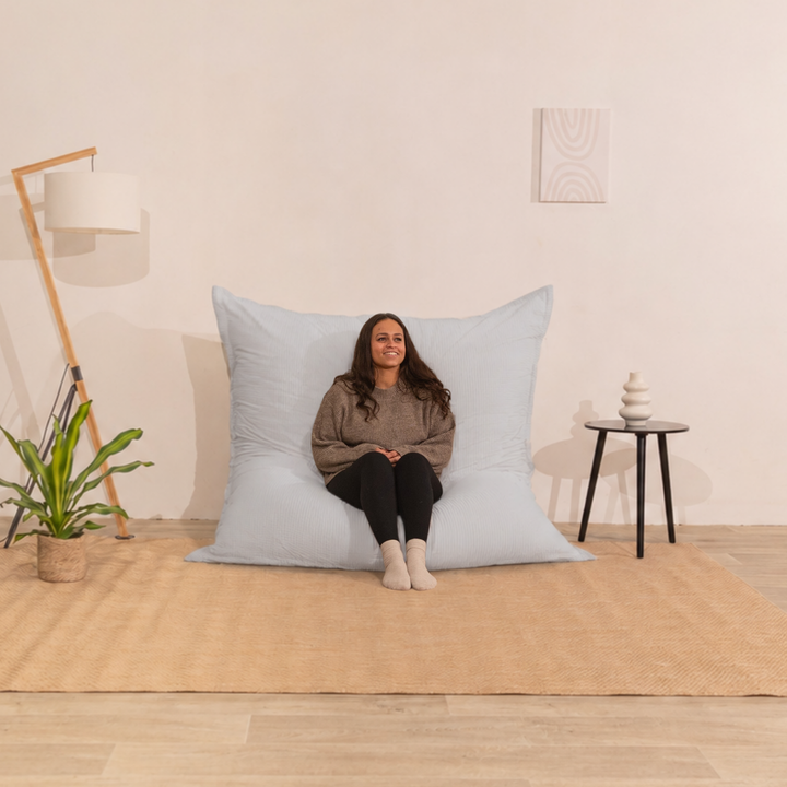 Poef van geribd fluweel met afneembare hoes - 140x180 cm