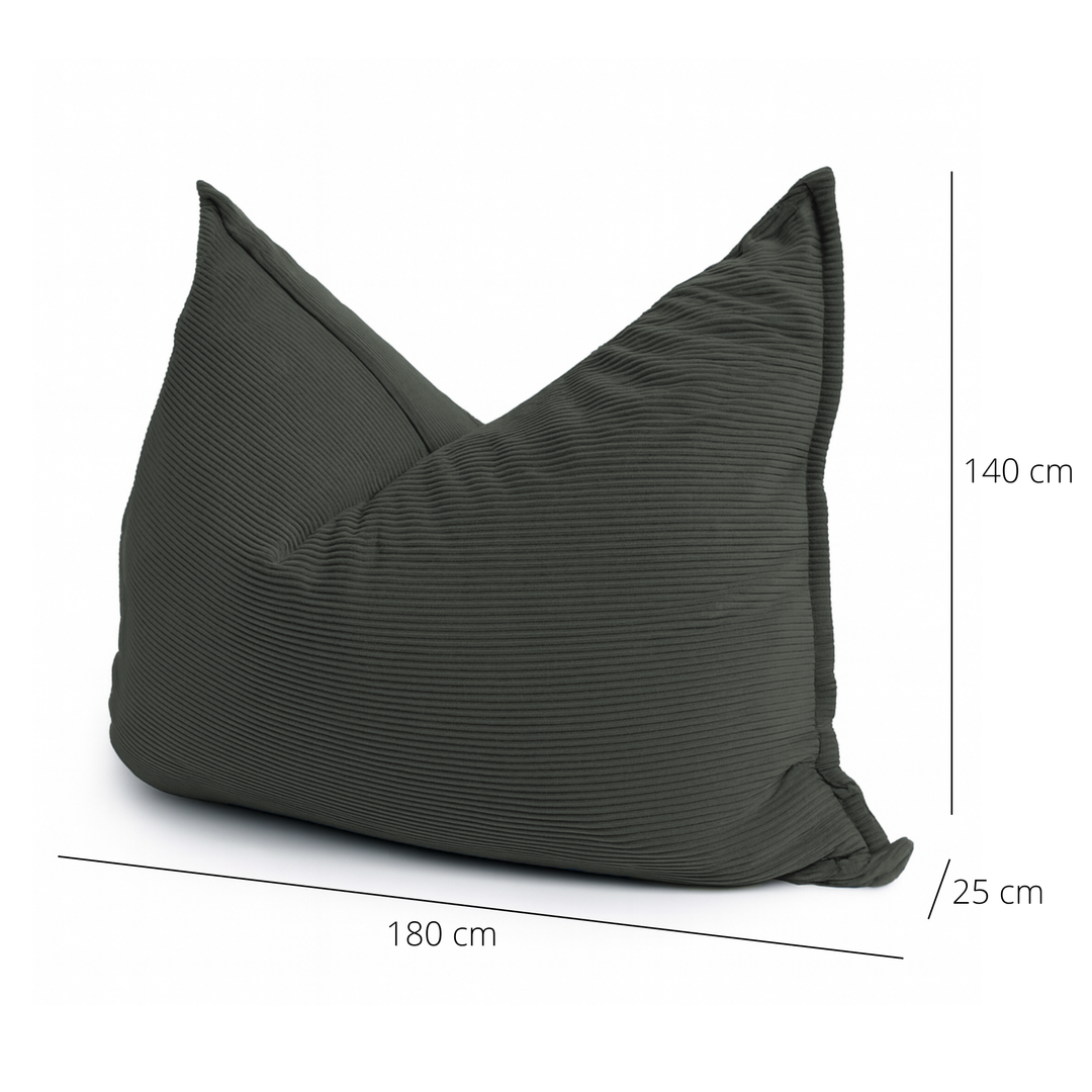 Poef van geribd fluweel met afneembare hoes - 140x180 cm