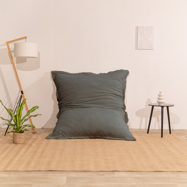 Poef van geribd fluweel met afneembare hoes - 140x180 cm
