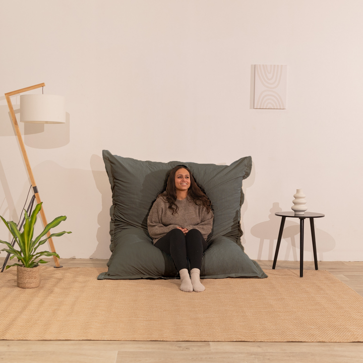 Poef van geribd fluweel met afneembare hoes - 140x180 cm