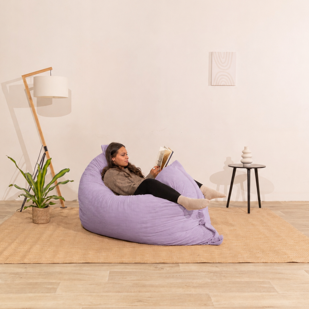 Poef van geribd fluweel met afneembare hoes - 140x180 cm