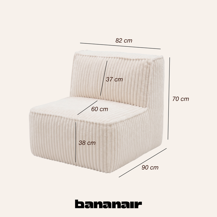 Afneembare centrale module - Voor modulaire bank - Ribfluweel - 90x82 cm