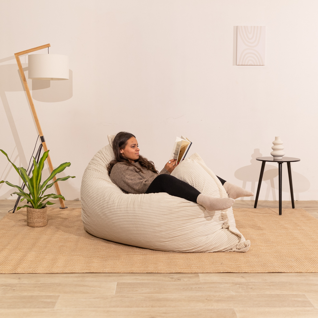 Poef van geribd fluweel met afneembare hoes - 140x180 cm