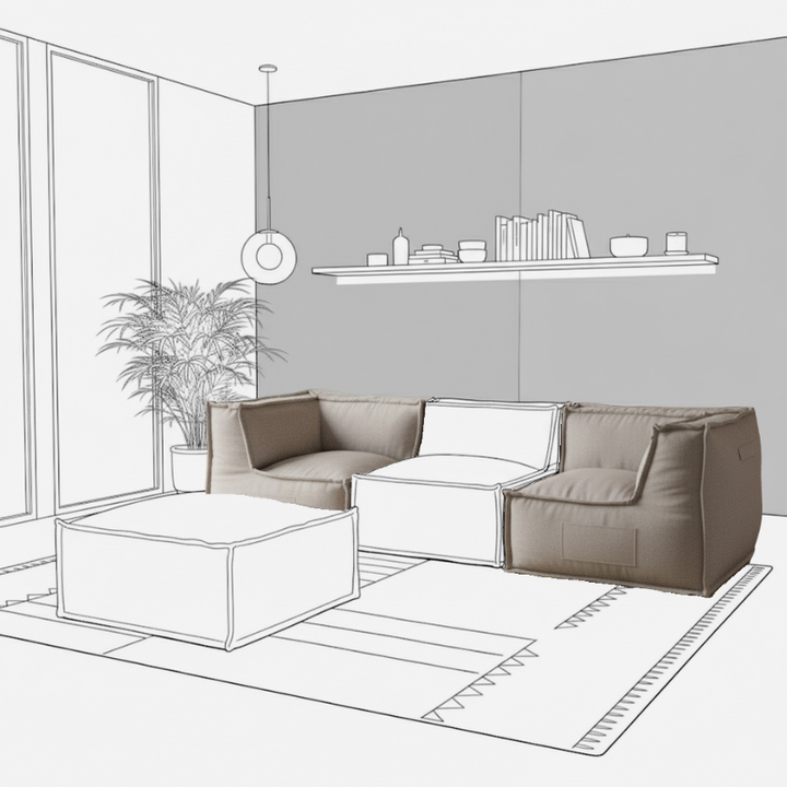 Modulaire 2-zitsbank - Linnenlook - 90x180 cm