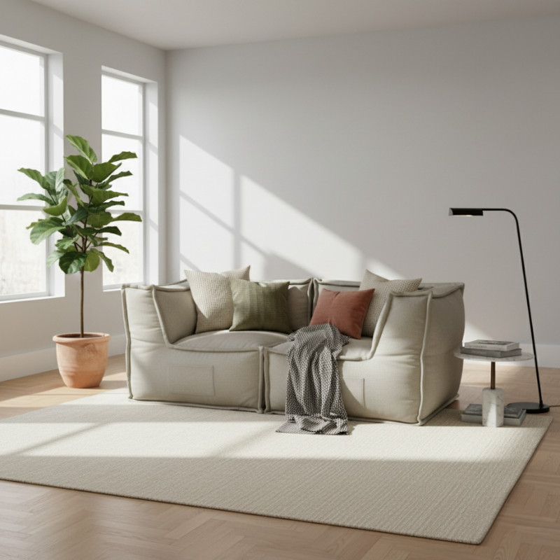 Modulaire 2-zitsbank - Linnenlook - 90x180 cm