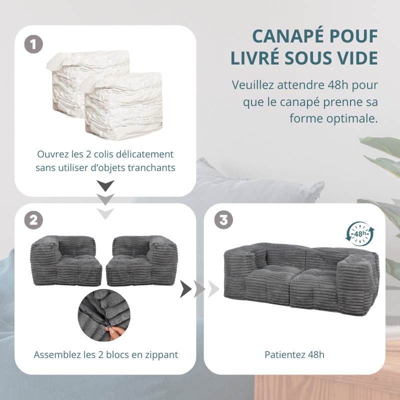 Modulaire Bank Ribfluweel - 90x180 Cm