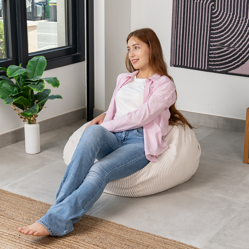 Housse Pouf Poire Velours Côtelé - 105x85 Cm