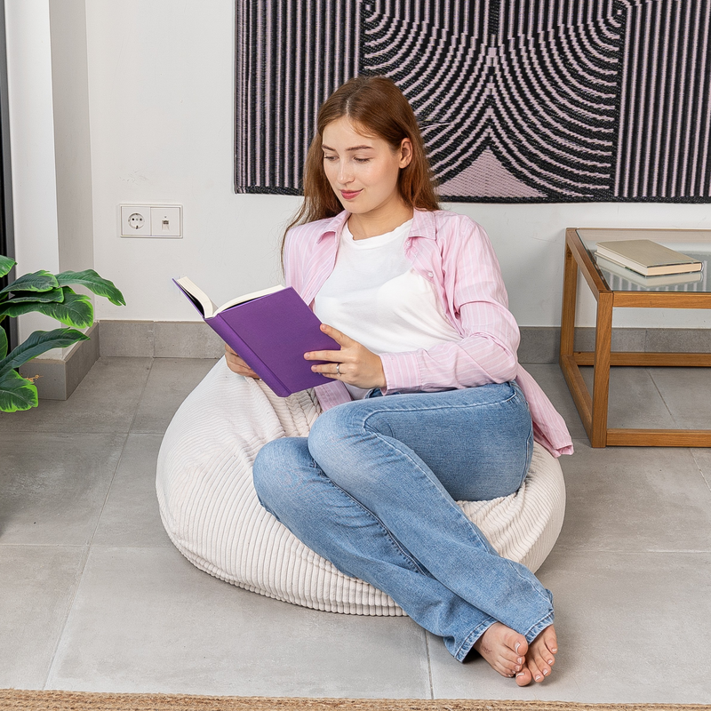 Housse Pouf Poire Velours Côtelé - 105x85 Cm