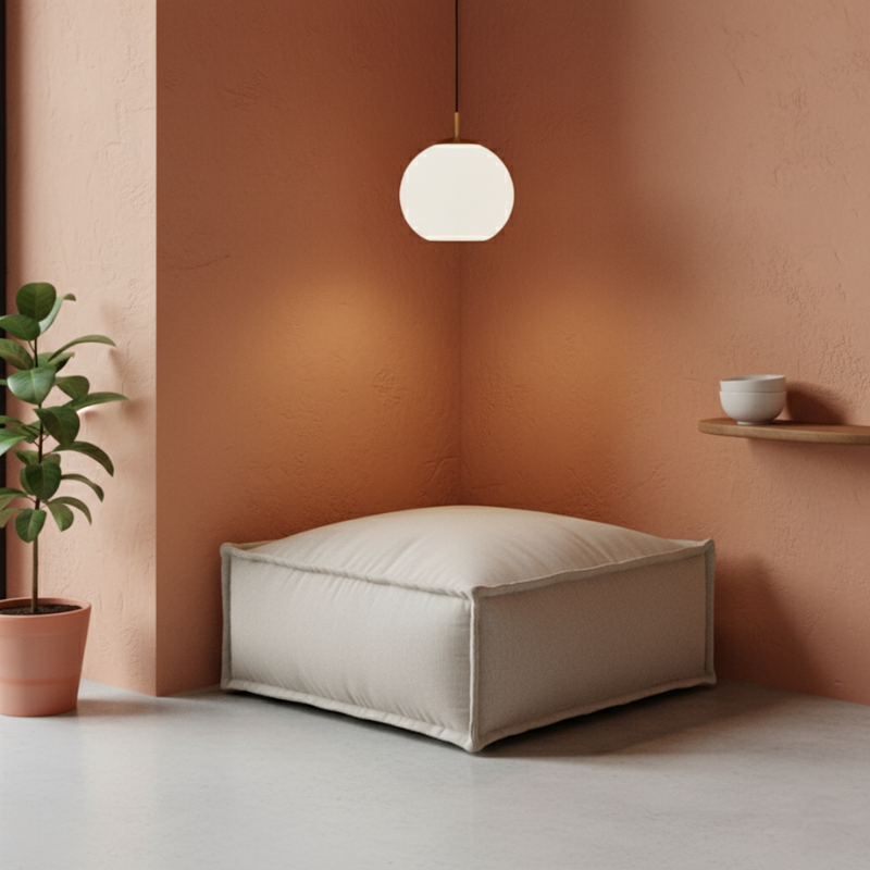 Hocker/Lounge-element voor modulaire bank - Linnenlook - 80x60x38 cm