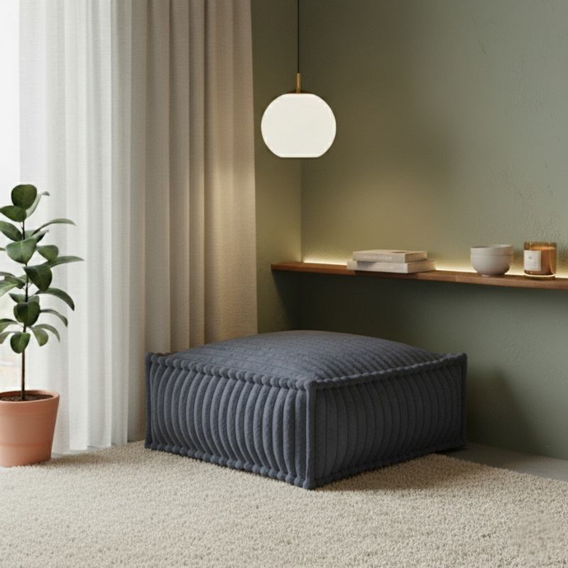 Hocker/Chaise-longue voor Modulaire Bank - Geribbelde Vacht - 80x60x38 Cm
